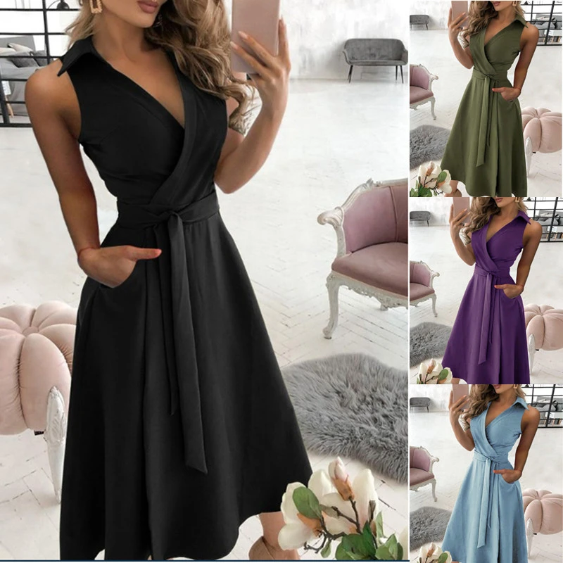 Dabourfeel Summer New Sexy Deep V-neck Strap Dresses Women Sleeveless High Waist Party Club Dress Solid Color Long Midi Dress boho dresses