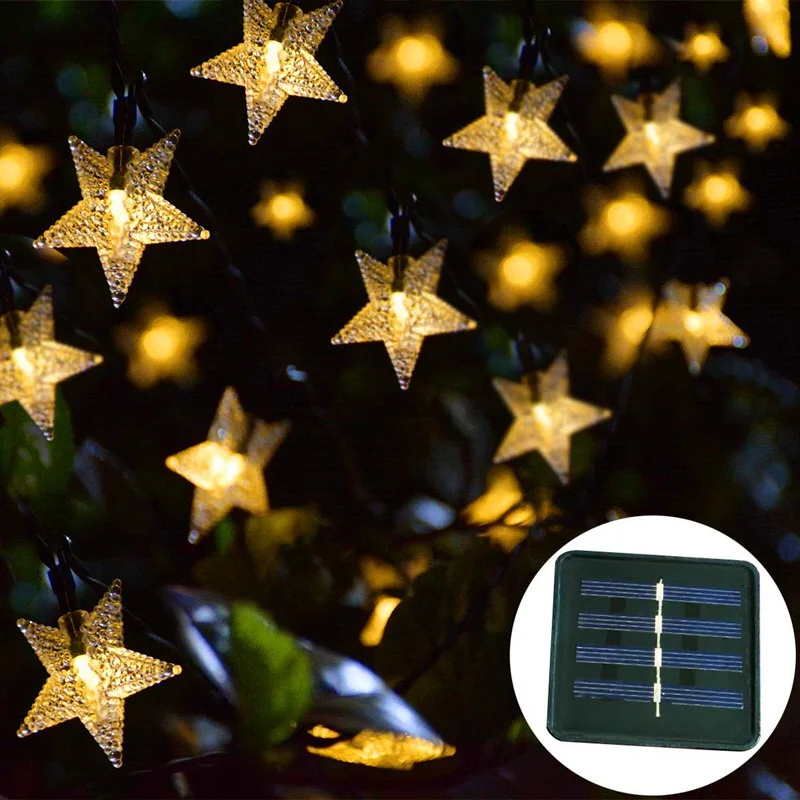 

RTGBRT 20/30/40/50 Leds Star Solar Lights Outdoor Garland Waterproof String Lights Christmas Wedding Holiday Fairy Lights Lamps