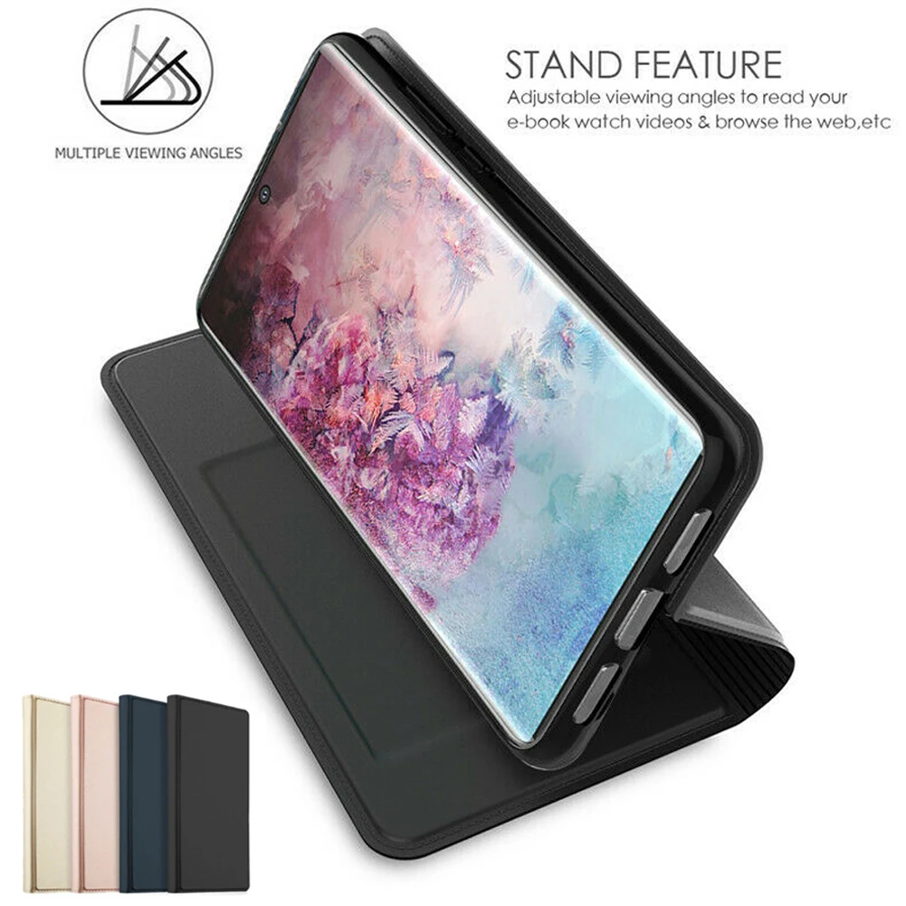 For Samsung Galaxy Note 10+ S10 Plus Magnetic Leather Flip Stand Card Pocket Wallet Case Cover Shockproof Business Cases | Мобильные