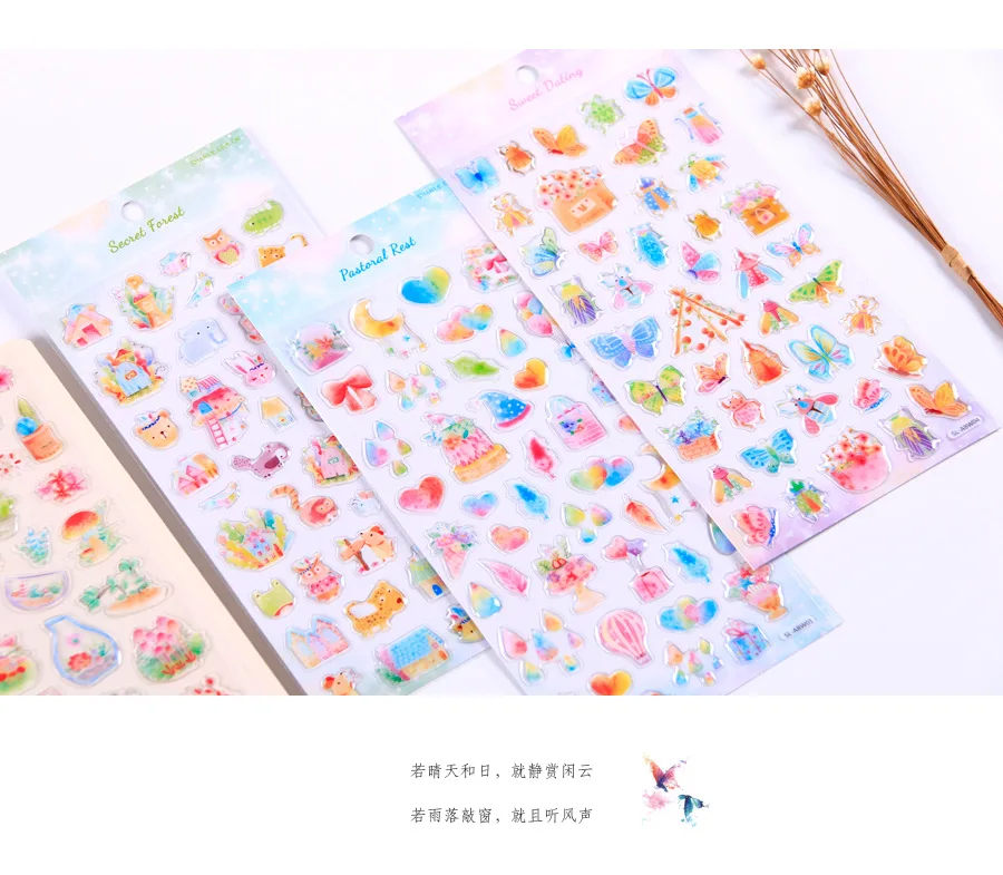 12 компл./1 лот Kawaii канцелярские наклейки рисованная вручную дневник декоративные мобильные наклейки Скрапбукинг DIY ремесленные наклейки