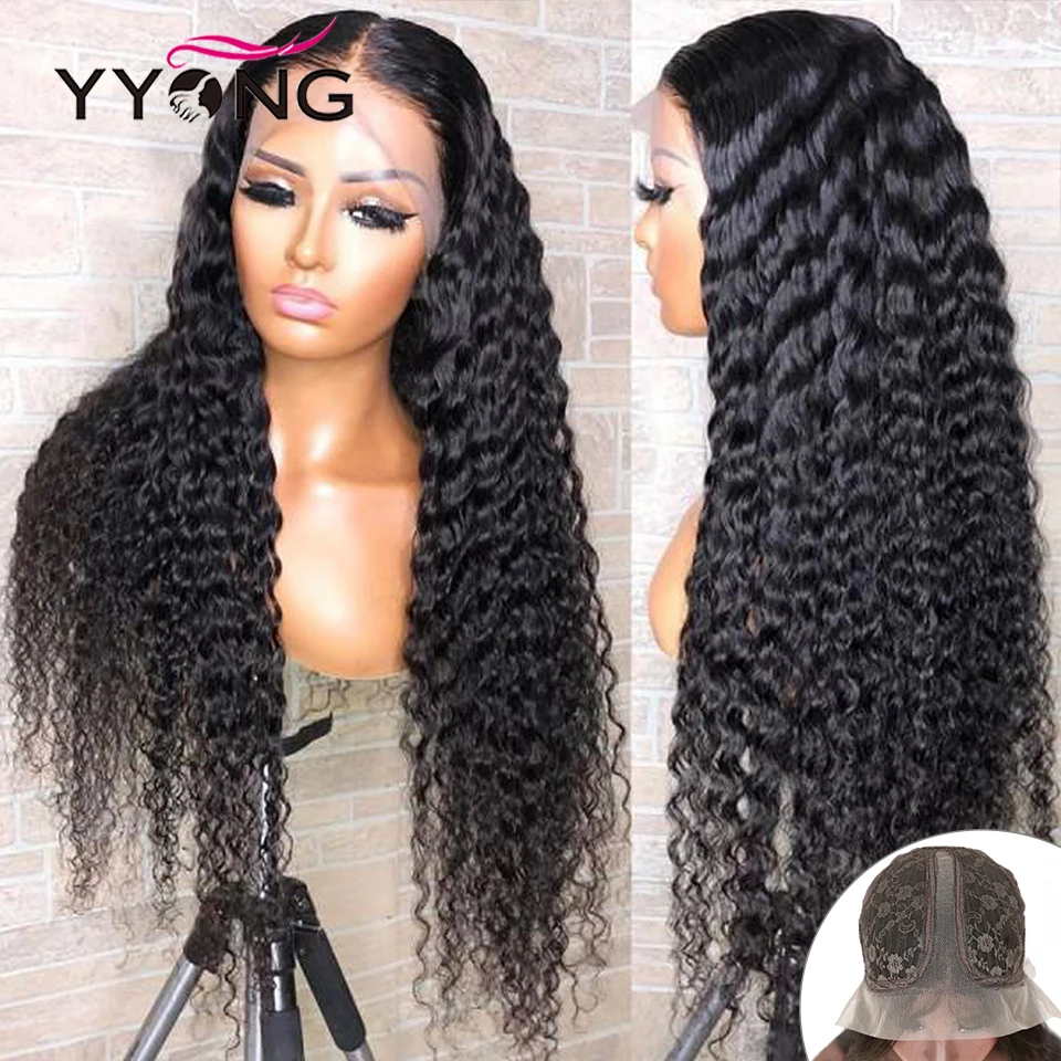 YYong 1×4& 1×6 T Lace Part Wig Deep Wave Wig HD Transparent Lace Wigs Deep Part Wig 30 32 inch