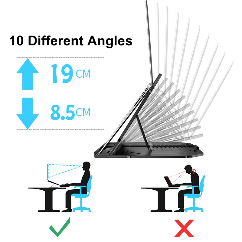 Регулируемая угловая подставка для ноутбука с портативным держателем для телефона 2 в 1 кулер для ноутбука Подставка для ноутбука под 17 дюймов
