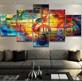 

5 Piece Canvas Painting Abstract Musical Notes Paintings on Canvas Wall Art for Living Room Home Decorations Wall Decor Artwork