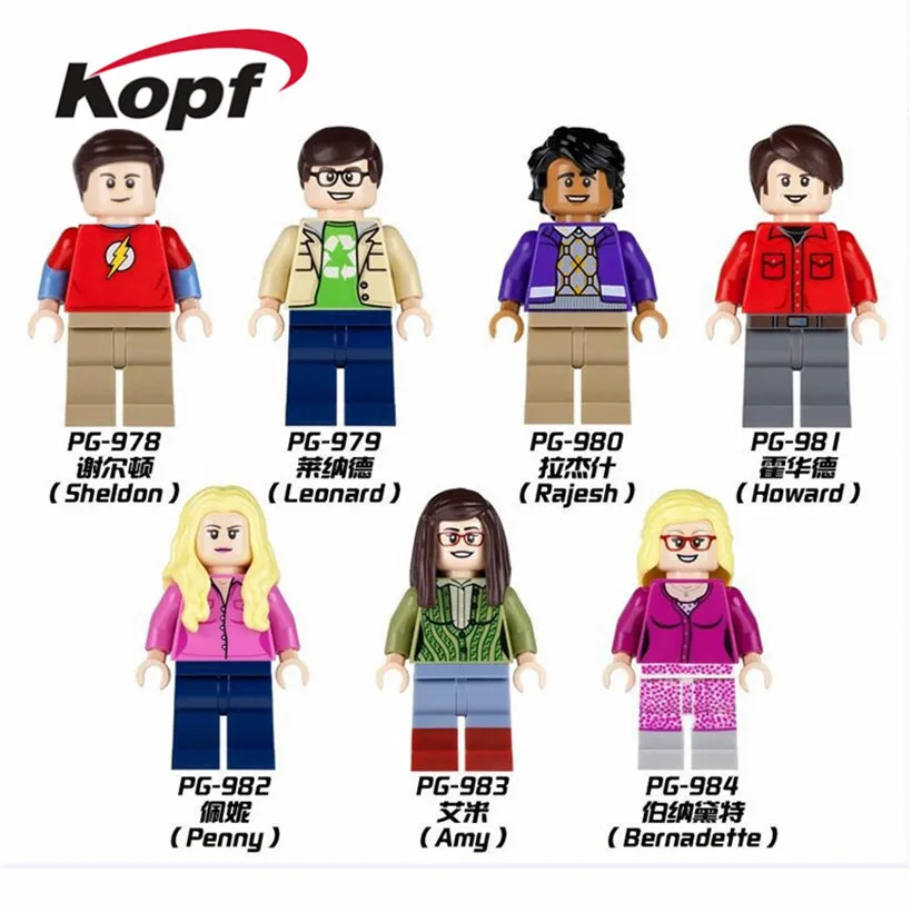 

20Pcs Building Blocks Cartoon Sheldon Penny Bernadette Rajesh Amy Howard Leonard Children Toys Christmas Gift PG8025