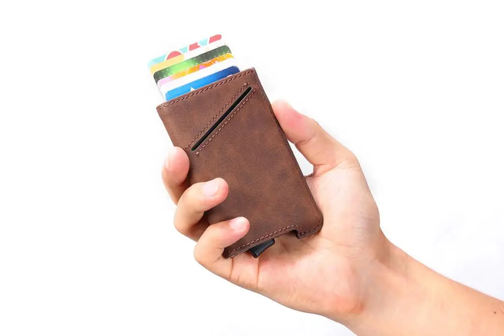 Rfid мужской держатель для карт, мужской кошелек, Ретро стиль, короткий кошелек,, тонкие кожаные кошельки, мини тонкий держатель для карт, кошелек для мужчин и женщин