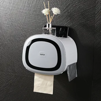 

GURET Double-layer Tissue Box Wall-mount Toilet Paper Holder Punch-free Home Bathroom Organizer With Hooks Bathroom Accessorie