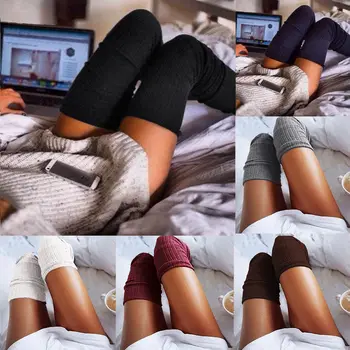 

Meihuida Womens Winter Soft Wool Warm Knit Over Knee Thigh Causal Comfortable Solid High Stockings
