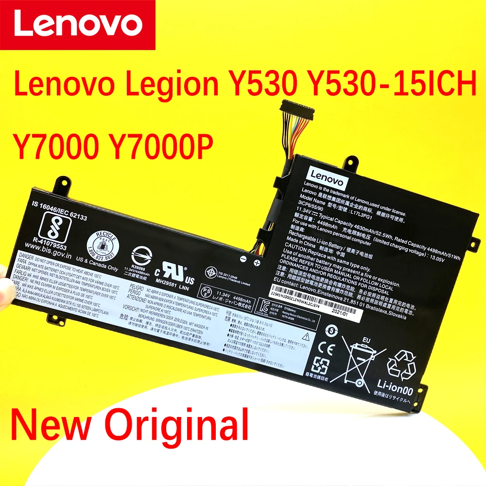 Nouveau Original pour Lenovo Legion Y530 Y530-15ICH Y7000 Y7000P 2018/2019 L17C3ical2 L17L3ical1 L17M3ical1 L17M3ical3 Batterie D'ordinateur Portable