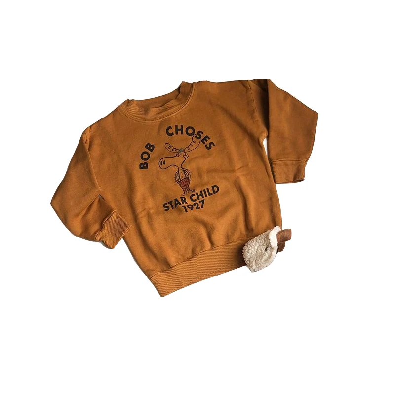 brown sweater Новинка года; сезон осень-зима; брендовые Детские свитера для мальчиков и девочек; модные толстовки с принтом для маленьких детей; хлопковые топы; одежда - Цвет: brown sweater