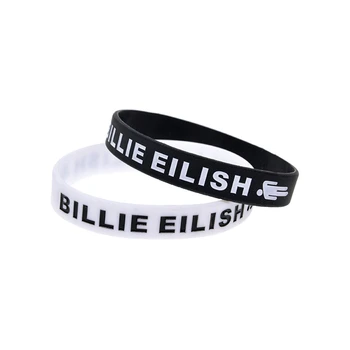 

Trendy Billie Eilish Silicone Bracelet Wristband White Black Color Rubber Sport Bracelets For Women Men Fans Jewelry Gift