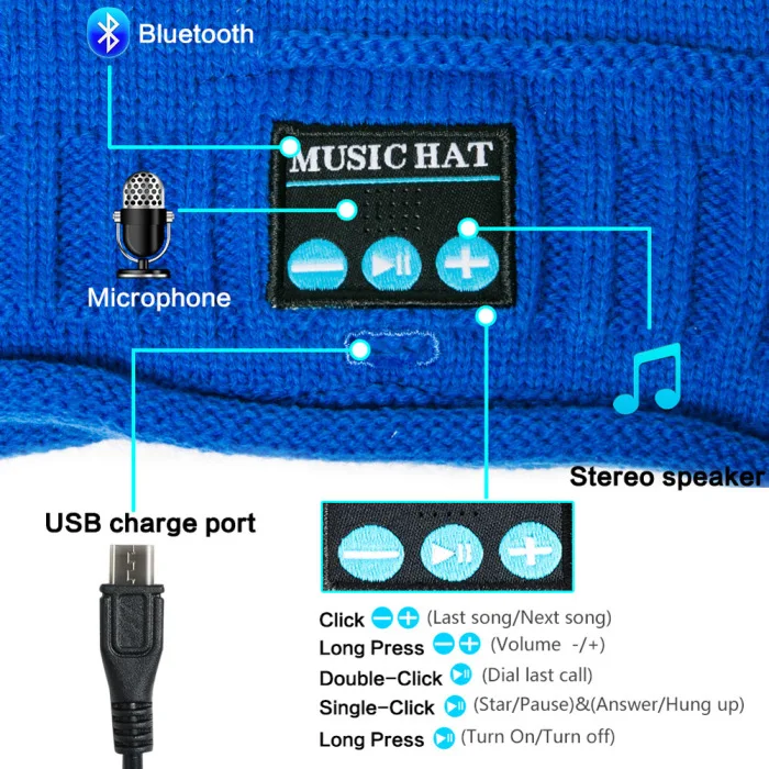 Высококачественная Bluetooth музыкальная Вязаная Шапка-бини Беспроводная умная теплая шапка гарнитура динамик с микрофоном G66