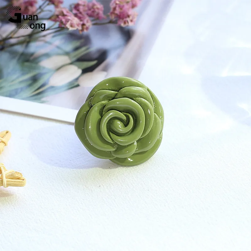 Finger Ring Acrylic Rose Flower Women's Ring for Teen Girls Fashion Jewelry