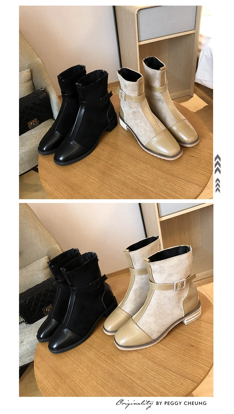 Rock Shoes Woman Luxury Designer Clogs Platform Back Zip Zipper Women Boots Winter Flat Heel Booties Ladies Round Toe Martins