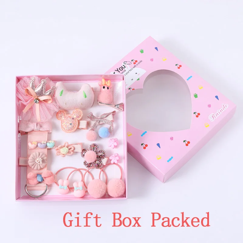 gift box 3 10/18 шт./компл. аксессуары для волос для девочек, милые Мультяшные зажимы для волос заколка для волос резинкой для детей эластичные резинки для волос; повязка для волос; орнамент - Цвет: gift box 3