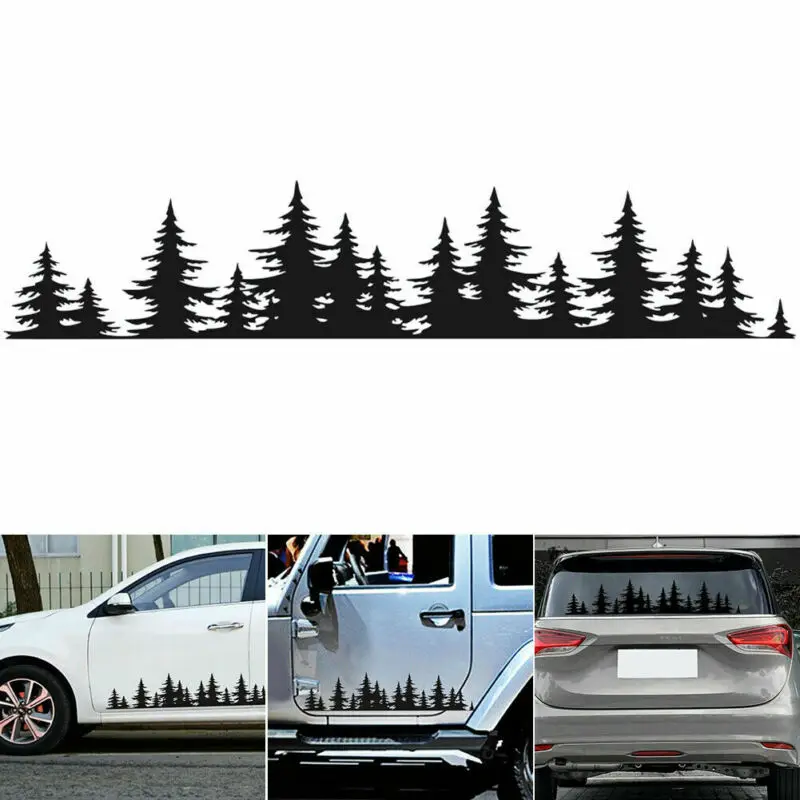 For SUV RV Camper Offroad 1 Set 100cm Black/White Tree Mountain Car Decor Reflective Forest Sticker Decal | Дом и сад