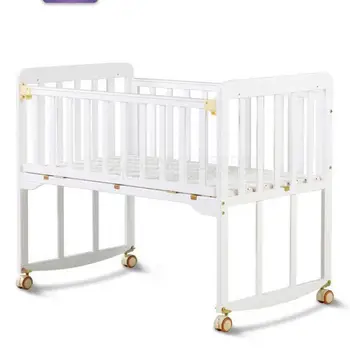 

Crib solid wood without paint can be spliced big bed baby BB bed multifunctional children bed newborn cradle