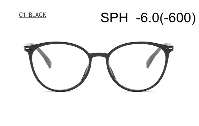 SWOKENCE TR90 оправа, очки для близорукости SPH-0,5 до-6,0, для мужчин и женщин, Ретро дизайн, очки по рецепту для близоруких F113 - Цвет оправы: C1 (-6.0)