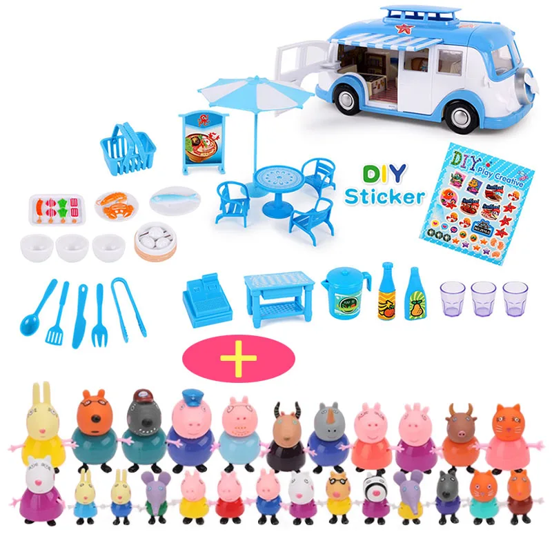 4 Peppa Игрушка Свинья Набор Пегги автобус школьные автобусные фары автомобиль домашний дом свет музыкальная комната кабинет стол самолет мальчик девочка подарок на день рождения - Цвет: 4