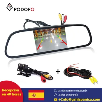 

Podofo HD Video coche 4.3" TFT LCD Car Rear view Mirror Monitor Vision nocturna CCD Cámara de visión trasera del coche