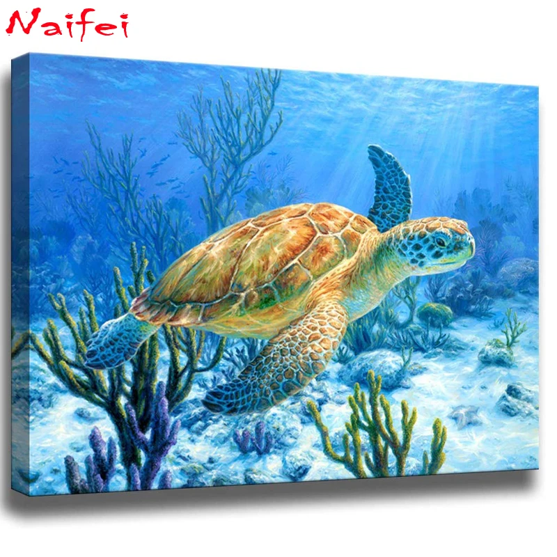 DIY алмазная живопись полный квадратный круглый животное вышивка черепаха