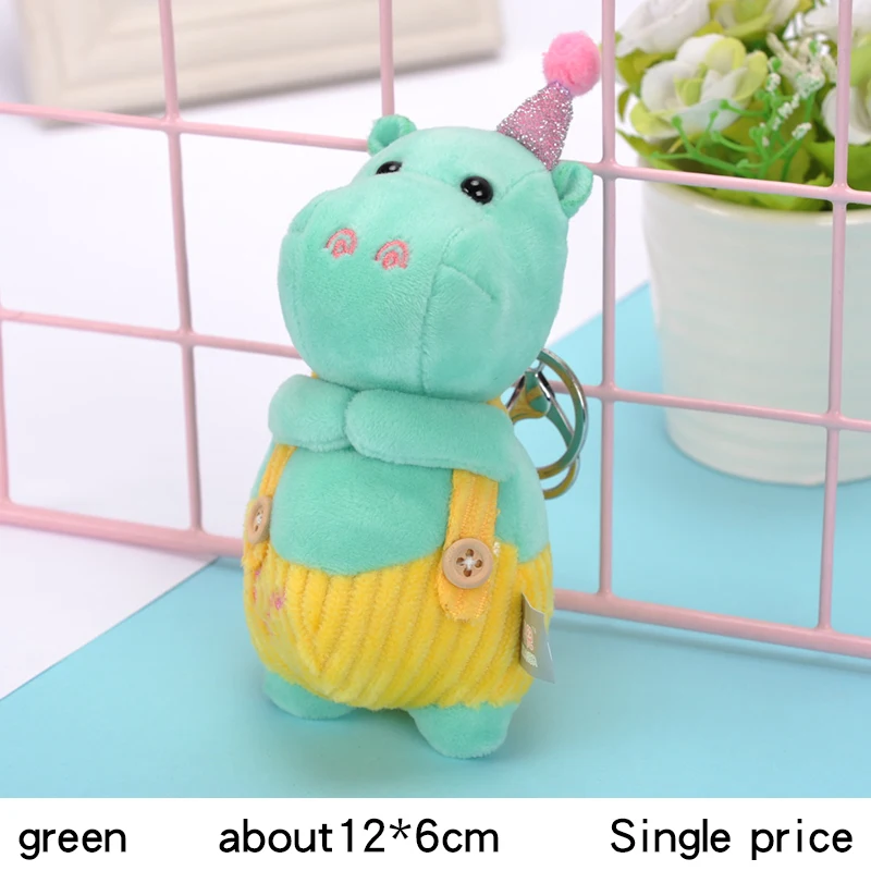 green Плюшевая сумка с игрушкой кулон милый брелок для ключей кукла бегемотик - Цвет: green