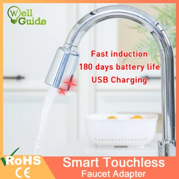 

Touchless Faucet Smart Water Tap Motion Sensor Adapter 5V USB Recharged LED Water Faucet Accessories Glow Colorful for Kitchen