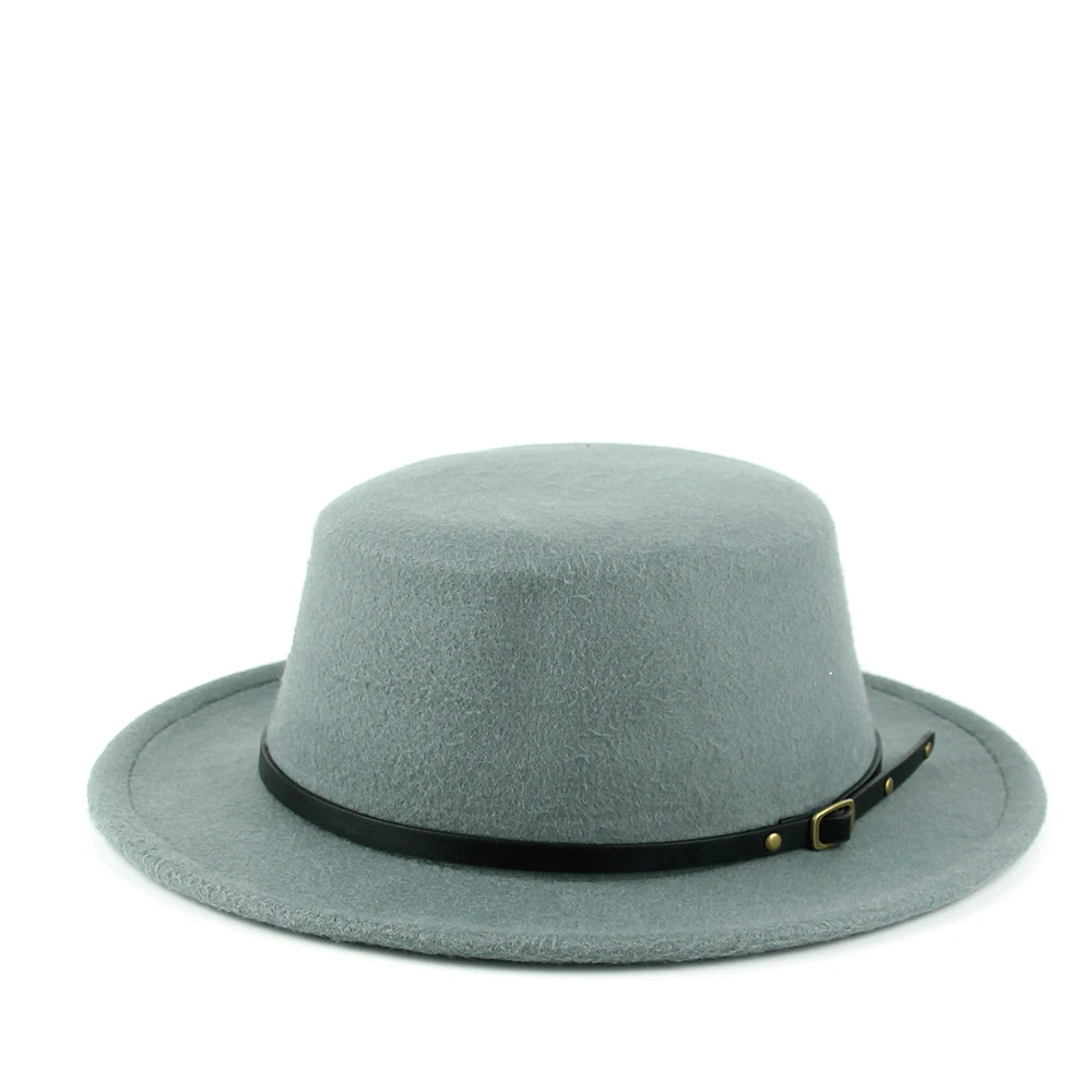 gray Женская Фетровая Шляпа Fedora, зимние шляпы с широкими полями, осенняя мода, церковная женская имитация шерсти, мужская шляпа-котелок, Панама, сомбреро, Кепка - Цвет: gray