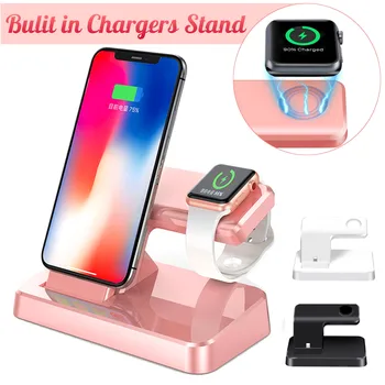 

3 in 1 Wireless Fast Charger Holder Stand Charging Dock Station Mobile Phone Built-in Charging Cable Holder For Phone And Watch