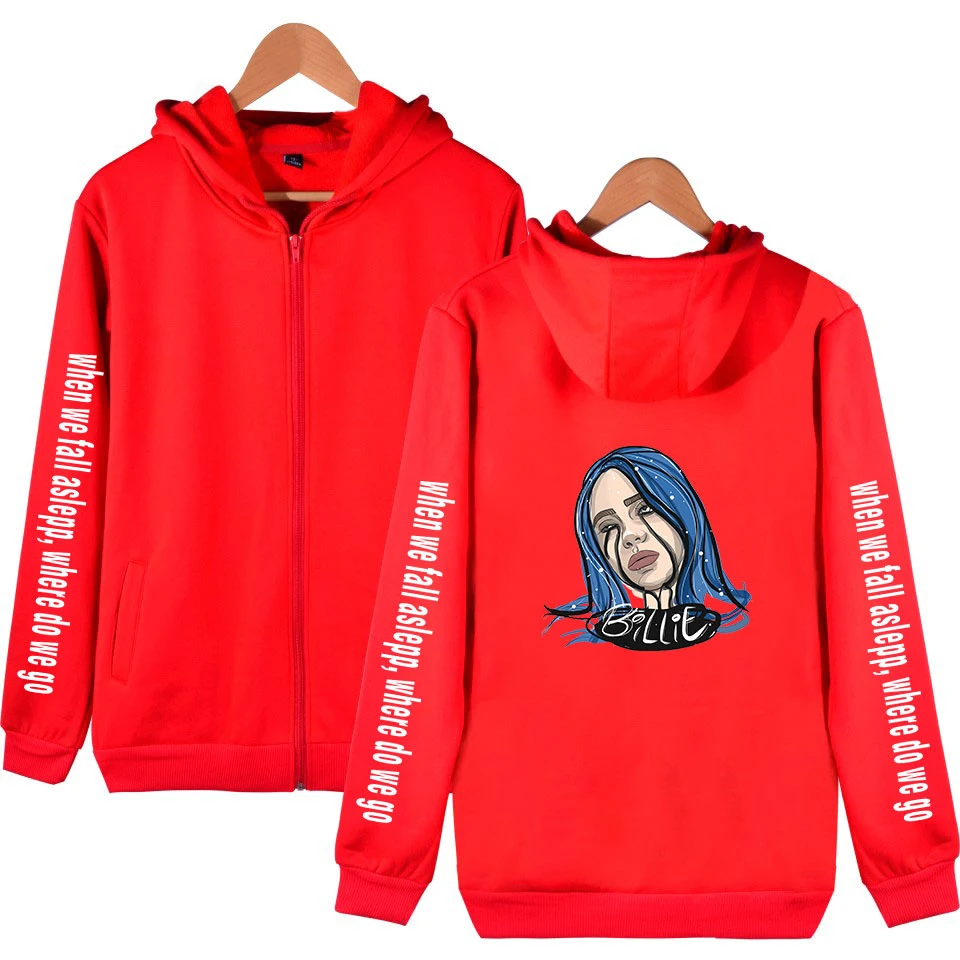 Billie Eilish Для мужчин, на молнии, со шнуровкой, на молнии, толстовки, свитшоты, куртки, пальто с длинным рукавом Повседневное мужской карман на молнии, с капюшоном, с принтами персонажей