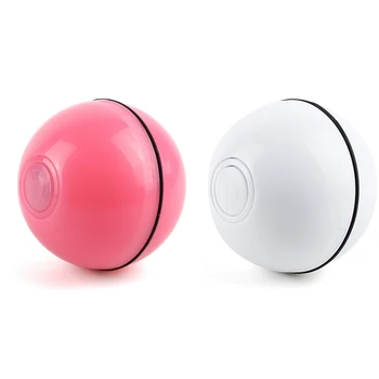 

Promotion! 2x Smart Interactive Cat Play and Toys Ball,USB Rechargeable Motion Activated Automatic Rotating Pink & White
