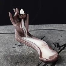 Модная горелка для благовоний с обратным потоком. Керамическая курильница с изображением лотоса и бергамота. Палочки для благовоний. Держатель для украшения дома