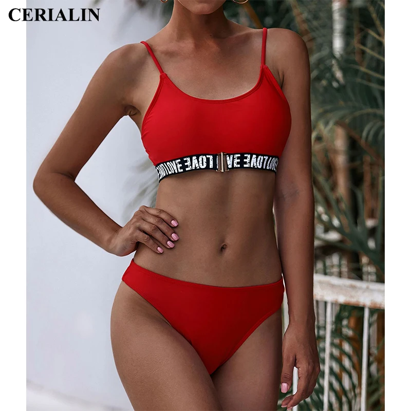 Sport Style Sexy Bikini Swimming Suit Solid Women Swim Hot Sale Swimwear Two Piece Bathing Beachwear Low Waist Bikinis | Женская одежда