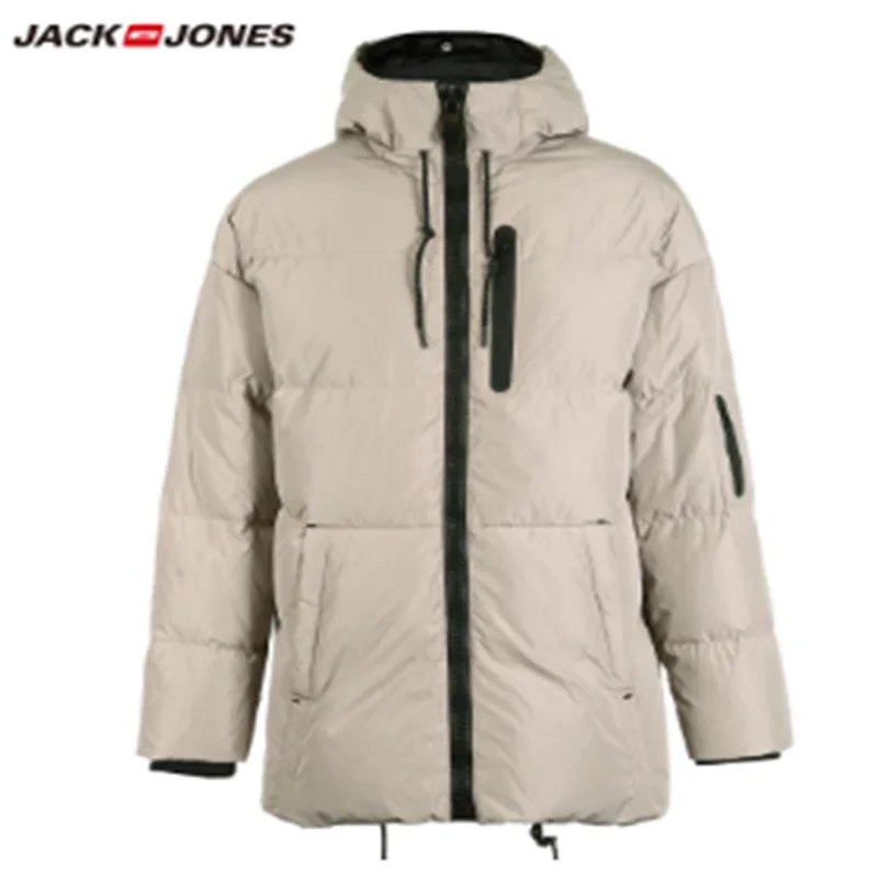 JackJones мужская зимняя куртка с капюшоном на утином пуху, мужская повседневная модная куртка, брендовая новая мужская одежда 218312531