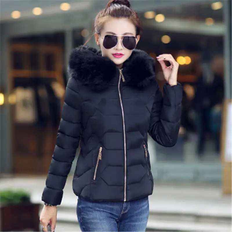 Black style 1 Осенне-зимняя короткая пуховая хлопковая куртка Женская парка теплая толстая зимняя женская Свободная куртка плюс размер женская куртка с капюшоном 3XL Q1827 - Цвет: Black style 1