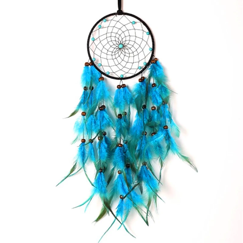 Handmade Girl Heart Indian Dream Catcher Net with Feathers Wall Car Hanging Decoration Ornament White Dreamcatcher Room Decor