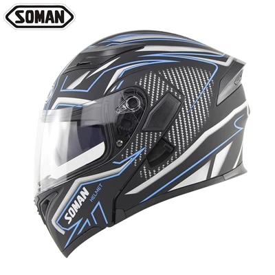 Гоночный Кроссовый мотоциклетный шлем Moto Capacete Moto Casco внедорожный мультяшный откидной двойной объектив Полнолицевой мотоциклетный шлем - Цвет: Синий