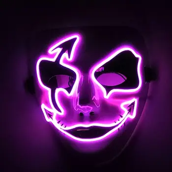

Cold Light Line Hand-painted Glowing Mask Street Dance Ghost Face Mask Bar Party Focus Performance Fearsome Night Light Mask