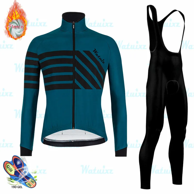 Зимний термо флисовый мужской Pro с длинным рукавом Велоспорт Джерси Набор велосипедный костюм уличная спортивная одежда MTB Триатлон Одежда для велоспорта