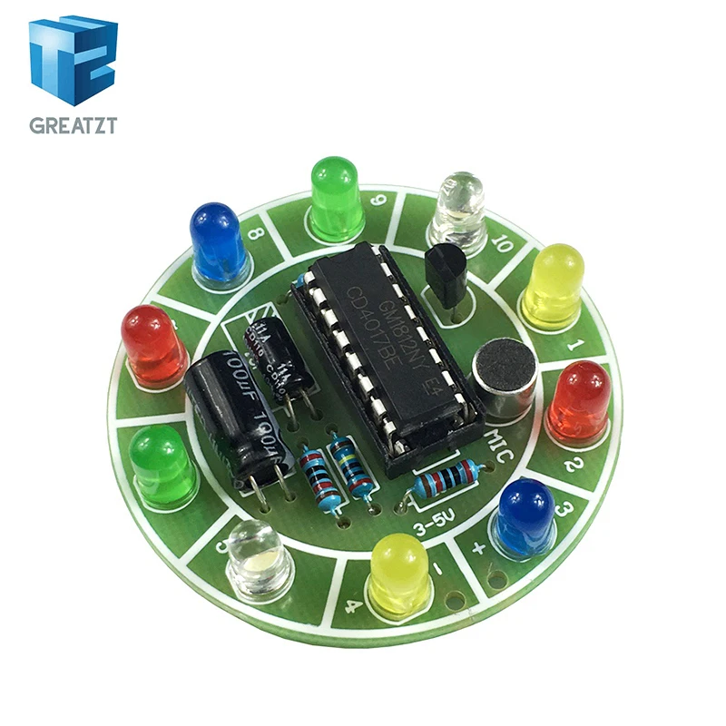 GREATZT CD4017 Buntes Sprachgesteuertes Rotierendes LED-Licht-Set Elektronik-Bausatz DIY-Kit Ersatzteil für Studentenlabor – Detail 4