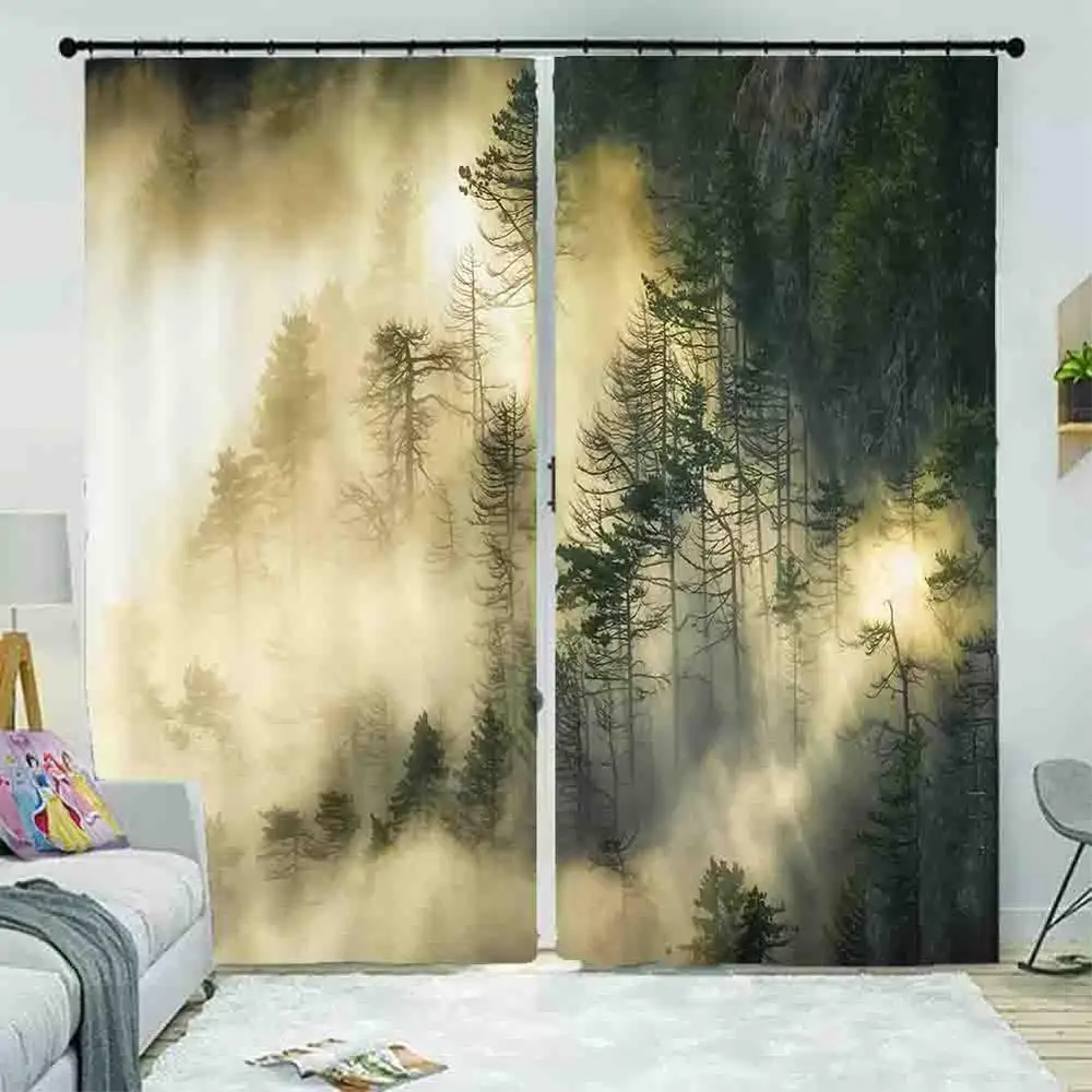 Современные шторы на заказ, занавески с лесным пейзажем для гостиной, спальни, кухни, Затемненные 3D шторы
