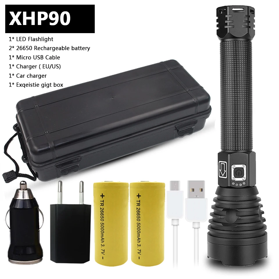 XHP90 Новое поступление самый мощный светодиодный фонарик usb Zoom torch 18650 26650 аккумуляторная батарея VS XHP70.2 фонарик Z941909 - Испускаемый цвет: Package D
