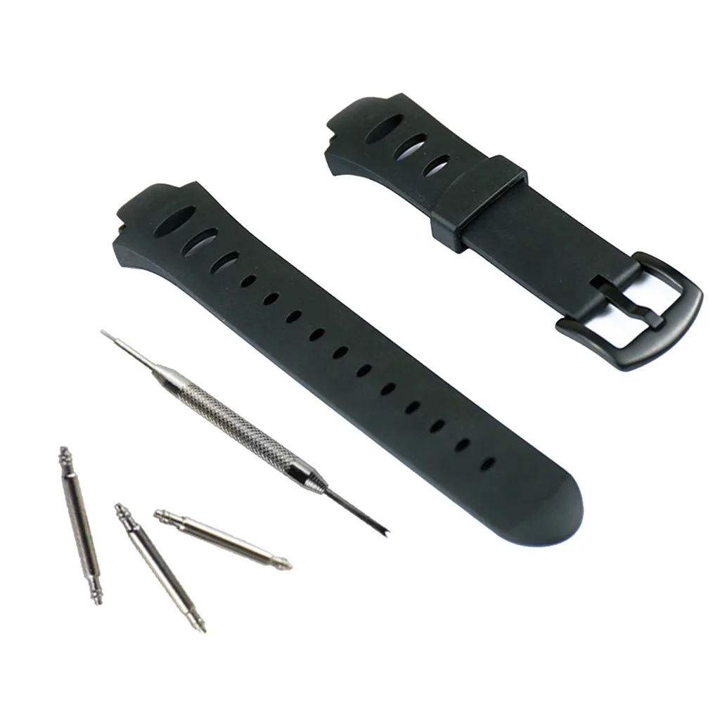 Strap Watch Band Black Rubber Waterproof For Suunto Observer SR 18mm