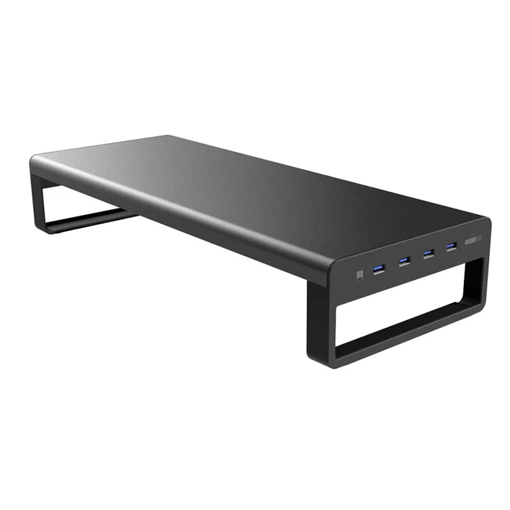 

Computer Monitor Lift Raise Rack Computer Screen Desktop Keyboard and Mouse Storage Base Stand Metal Aluminum Alloy Rack USB HUB