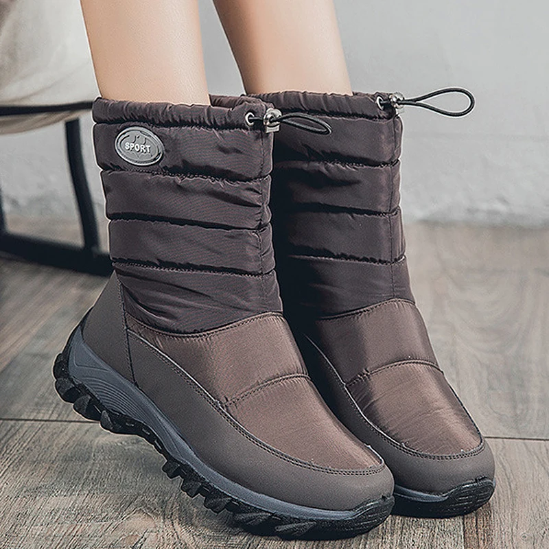

Boots Women Winter 2020 Waterproof Platform Boots Warm Plush Woman Ankle Boots Light Weight Snow Boots Elastic Band Ladies Shoes