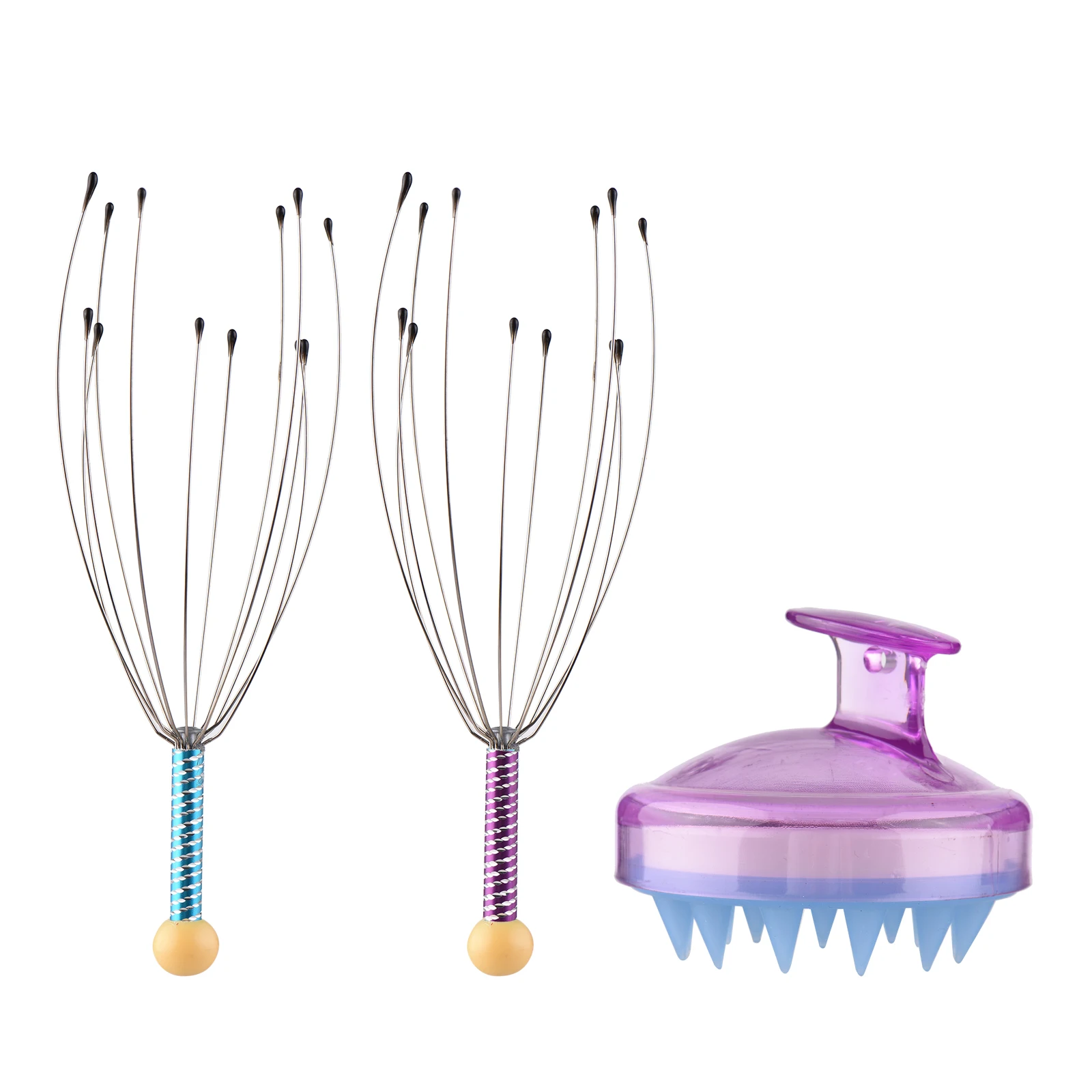 3pcs Silicone Comb Hair Scalp Massager Portable Head Scratcher Massager