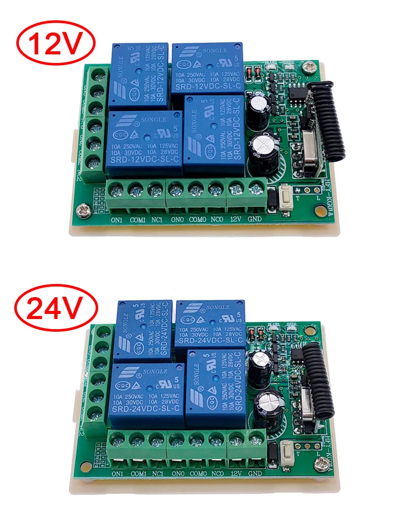 4 способа беспроводной пульт дистанционного управления Переключатель 433 МГц DC 12V Модуль приемника радиорелейной линии RF 4NO+ 4NC контроллер