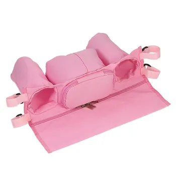 

Universal Baby Stroller Organizer Diaper Bottle Storage Bag Drink Holders with Adjustable Magic Tape Black Pink