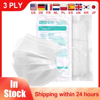 

50-200pcs Medical Mask Surgical Mask Disposable Non Wove 3 Layer Ply Filter Mask Mouth Face Mask White Face Masks Fast Delivery