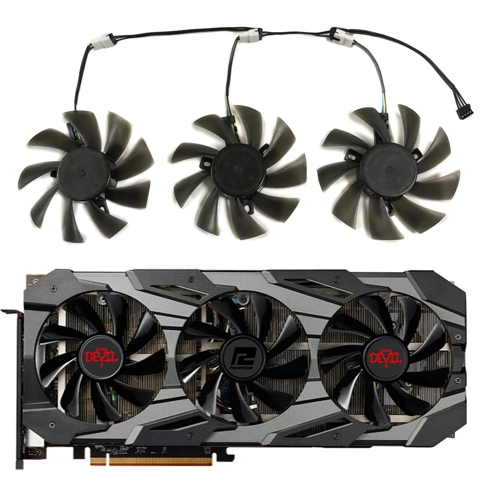 3Pcs/Set DIY FDC10U12S9-C Graphics Card Fan GPU VGA Cooler For Powercolor RX 5700 XT Red Devil 8GB GDDR6 Video Cards Replace | Компьютеры