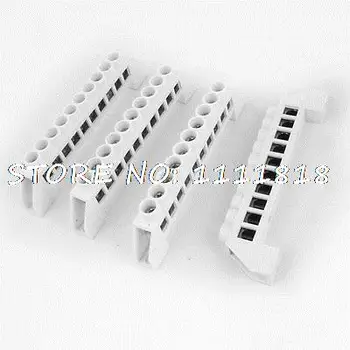 

4pcs White 10 Positons Zero Line Row Copper Tone Terminals Block